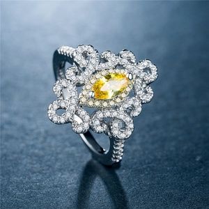 925 Silver Ring Marquise Cut Citrine New